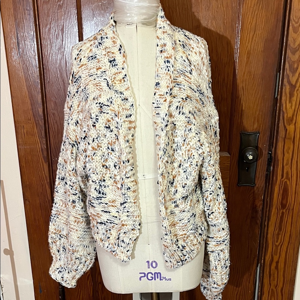 Altar’D State Open-Front Multicolor Knit Cardigan Sweater Cream size XXL